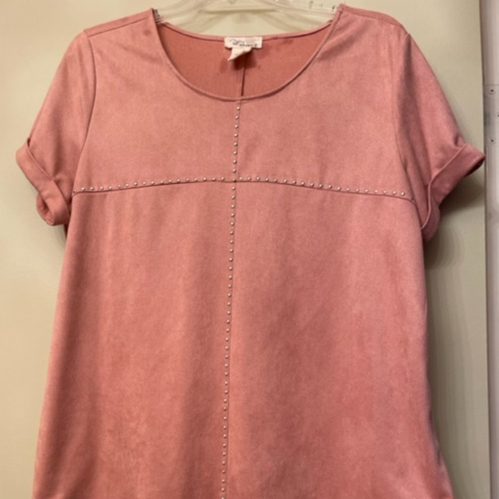 Rae Republic Faux Swede Short Sleeve Tunic Top